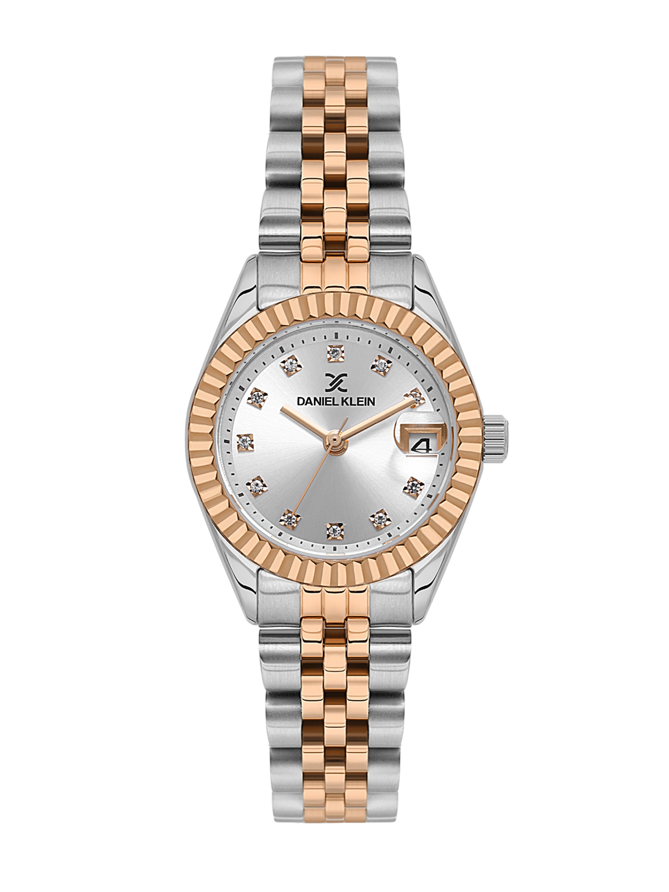 Daniel klein Premium Lady Rose Gold &amp; Silver Stone Dial Stainless Steel Watch DK.1.13969-8