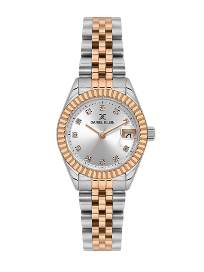 Daniel klein Premium Lady Rose Gold &amp; Silver Stone Dial Stainless Steel Watch DK.1.13969-8