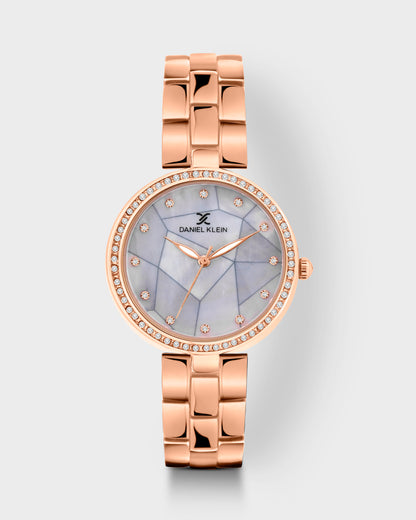 Rose Gold Strap with Stone Studded Case Women Premium Watch DK.1.14019-2