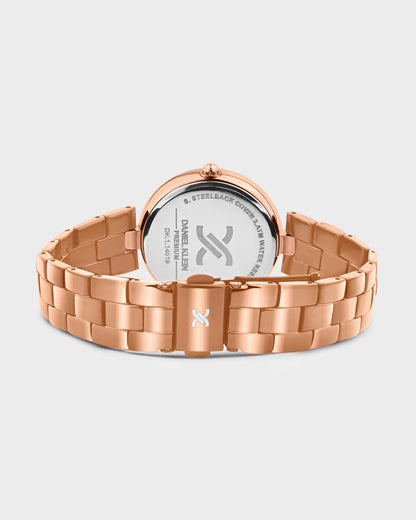 Rose Gold Strap with Stone Studded Case Women Premium Watch DK.1.14019-2