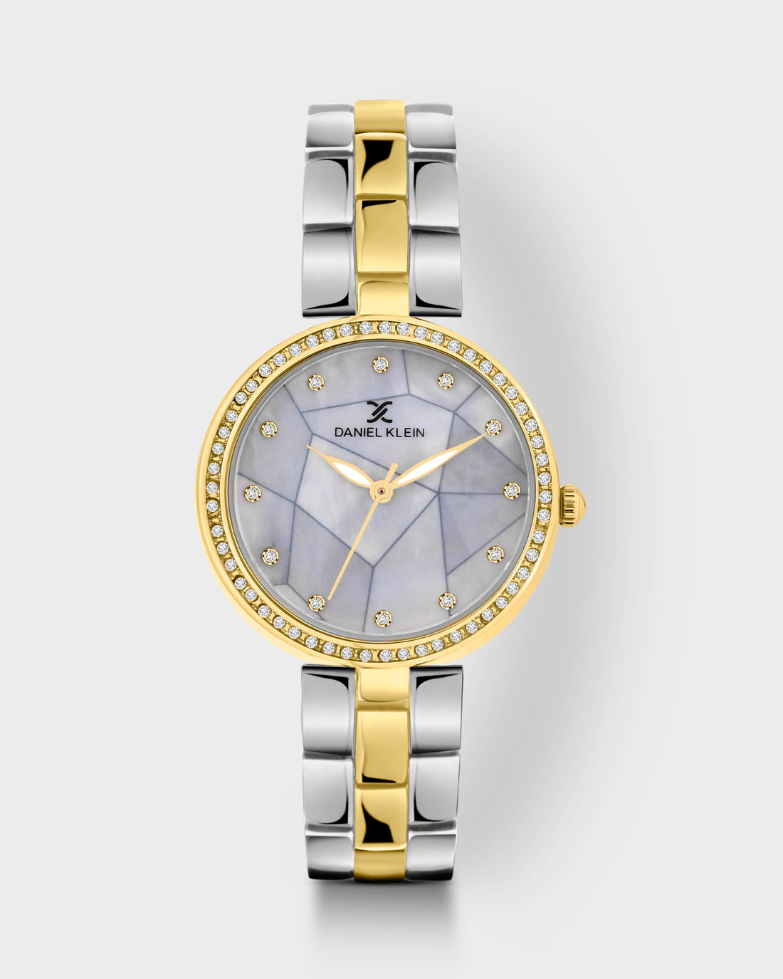 Gold and Silver Strap with Gold Stone Studded Women Premium Watch DK.1.14019-4