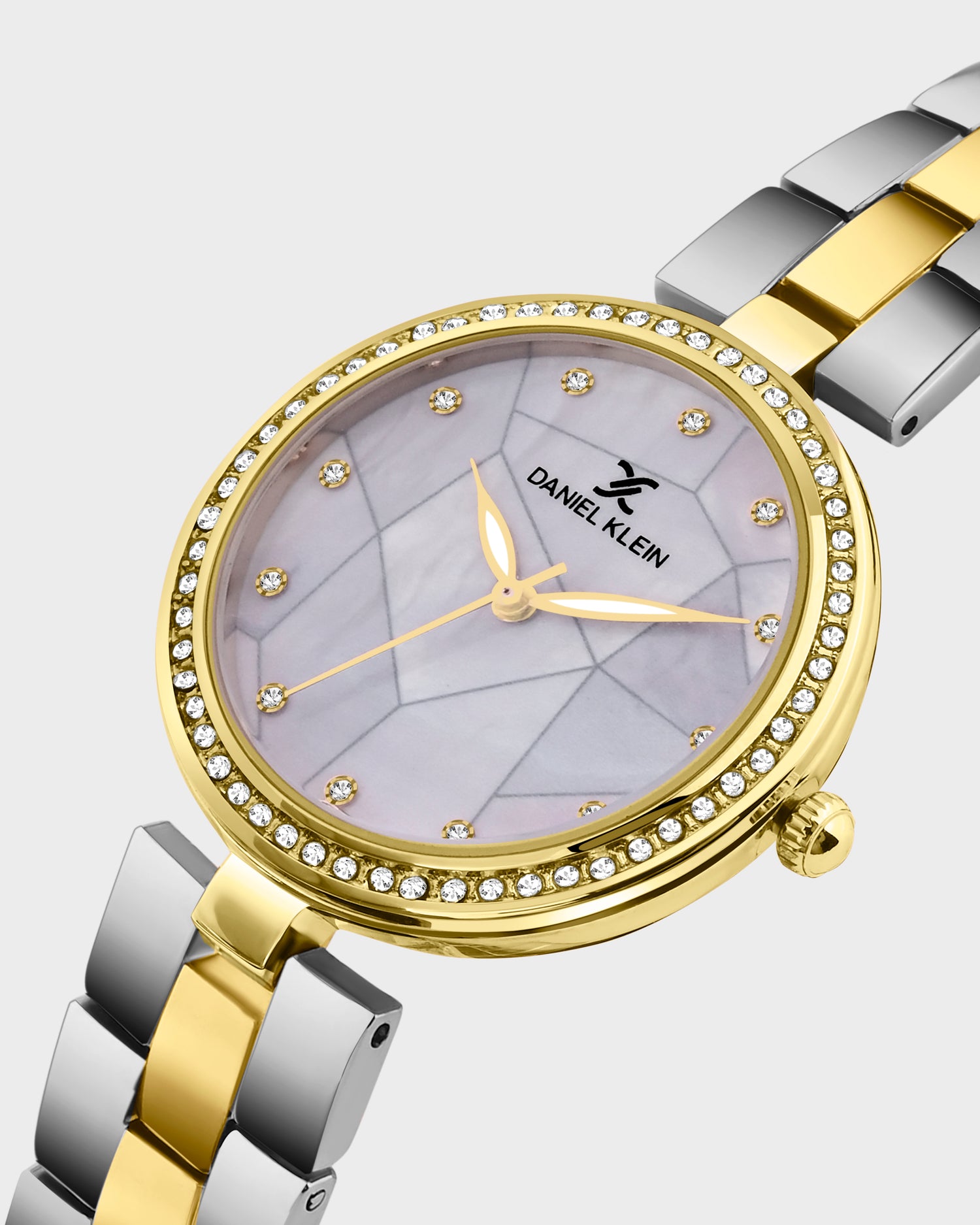 Gold and Silver Strap with Gold Stone Studded Women Premium Watch