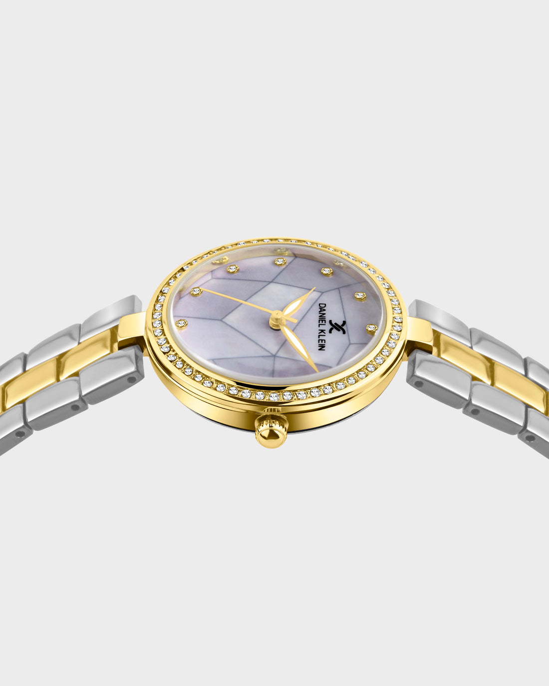 Gold and Silver Strap with Gold Stone Studded Women Premium Watch