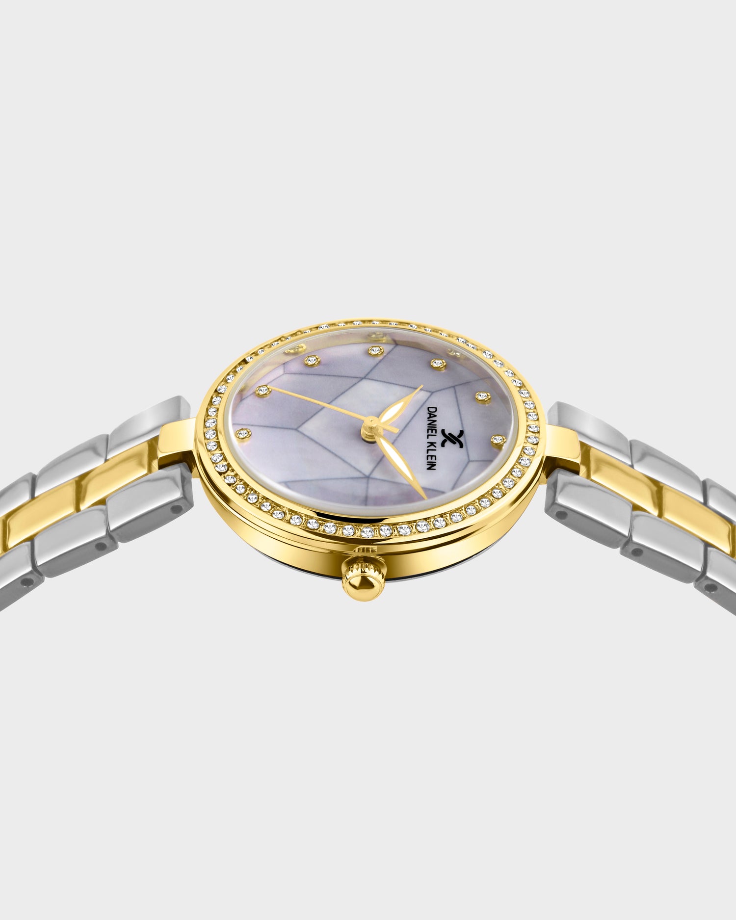 Gold and Silver Strap with Gold Stone Studded Women Premium Watch
