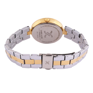 Gold and Silver Strap with Gold Stone Studded Women Premium Watch