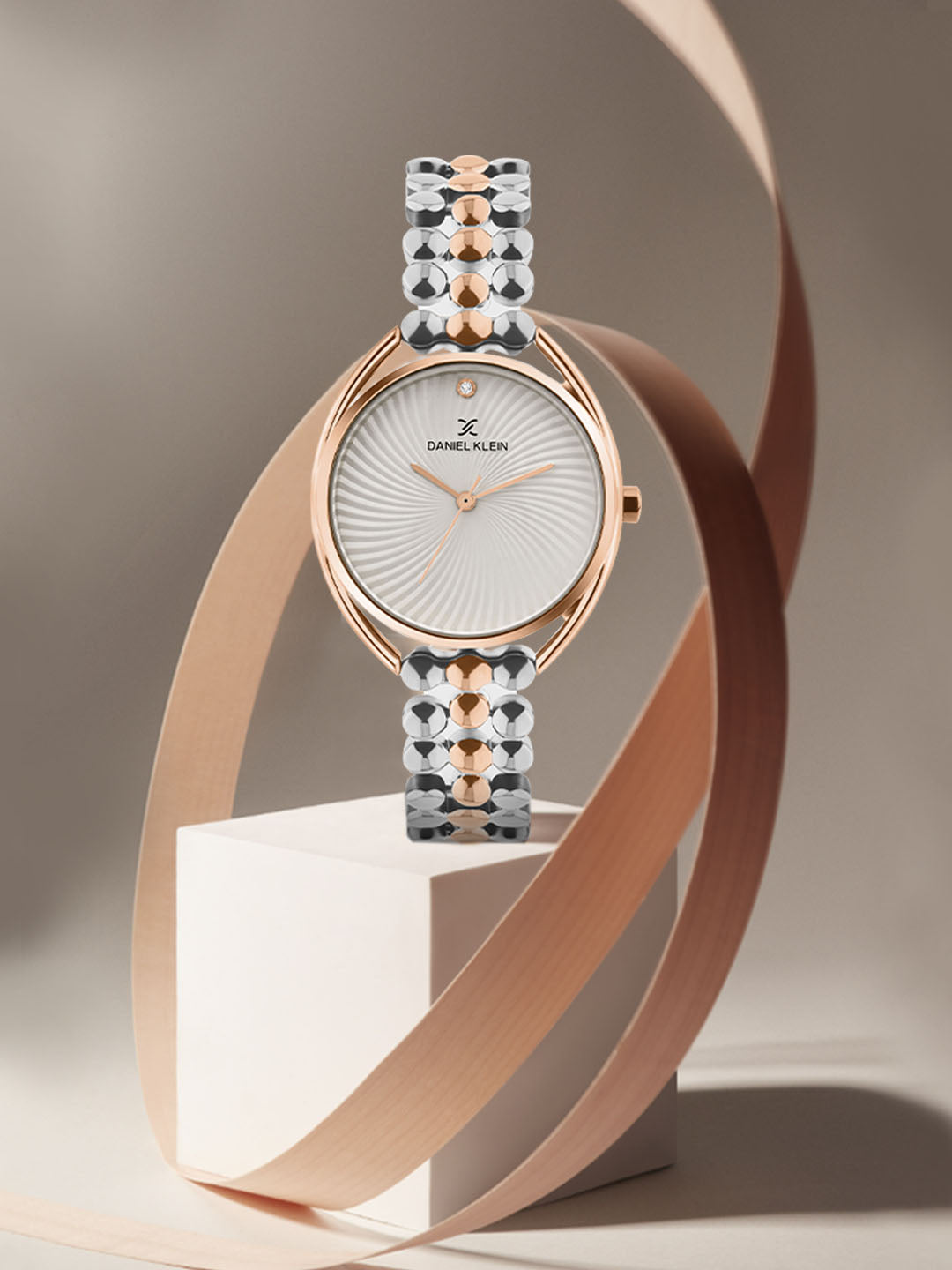 Silver and Rose Gold Strap Women Premium Watch