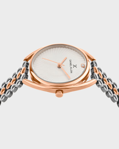 Silver and Rose Gold Strap Women Premium Watch