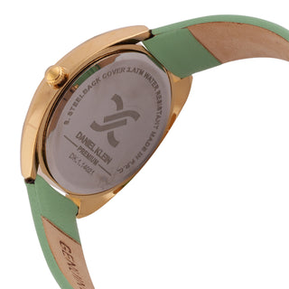 Green Soft Leather Band with Gold Case Women Premium Watch