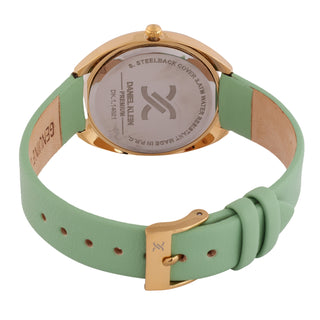 Green Soft Leather Band with Gold Case Women Premium Watch