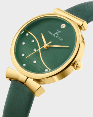 Green Minimal Strap with Bow Shape Lug Women Premium Watch