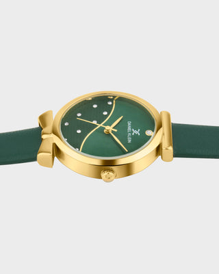 Green Minimal Strap with Bow Shape Lug Women Premium Watch