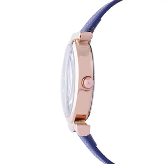 Navy Blue Minimal Strap with Bow Shape Lug Women Premium Watch