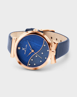 Navy Blue Minimal Strap with Bow Shape Lug Women Premium Watch