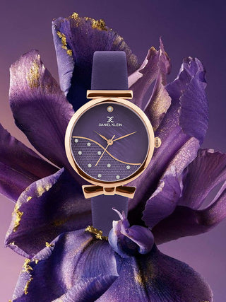 Purple Minimal Strap with Bow Shape Lug Women Premium Watch