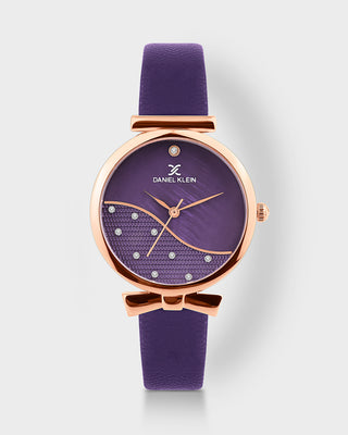 Purple Minimal Strap with Bow Shape Lug Women Premium Watch