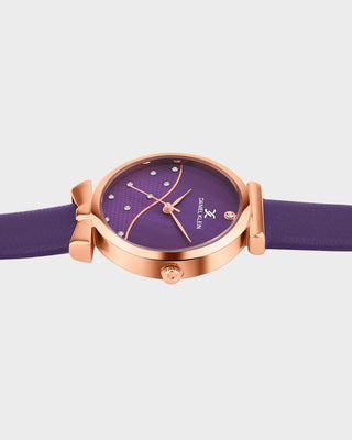 Purple Minimal Strap with Bow Shape Lug Women Premium Watch