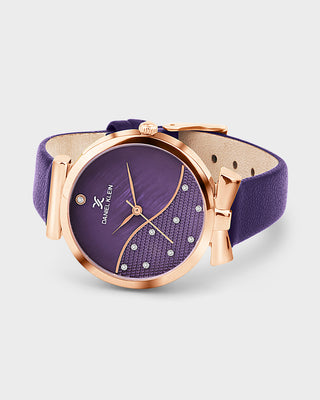 Purple Minimal Strap with Bow Shape Lug Women Premium Watch