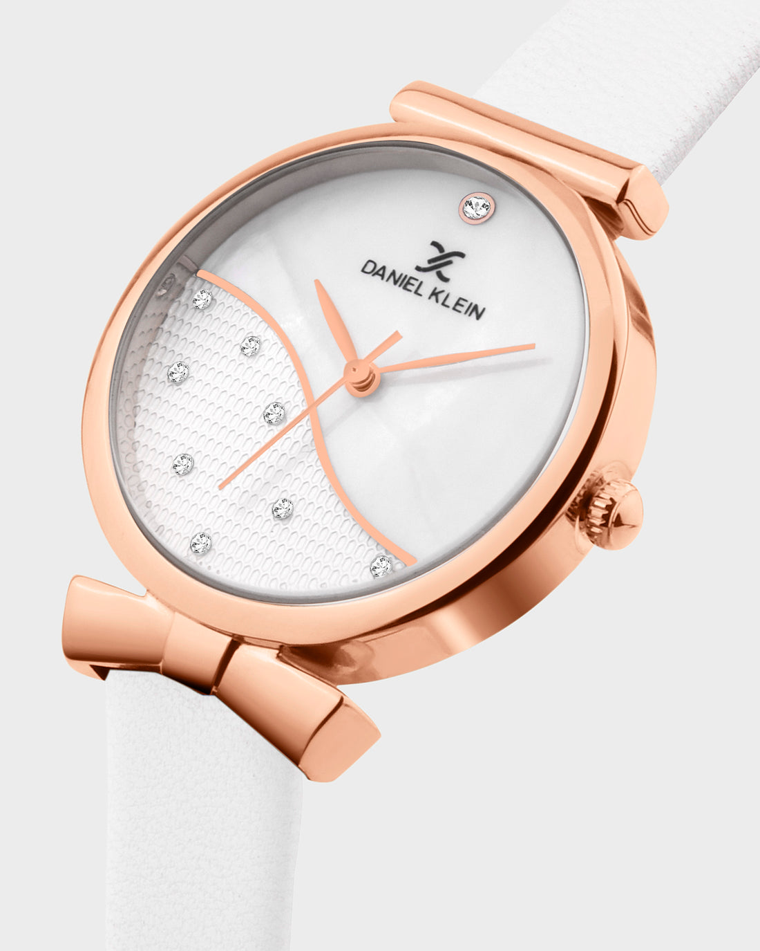 White Minimal Strap with Bow Shape Lug Women Premium Watch DK.1.14022-5