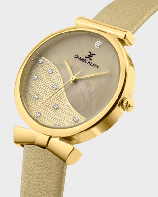 Beige Strap with Bow Shape Lug Women Premium Watch