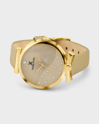 Beige Strap with Bow Shape Lug Women Premium Watch