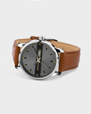 Tan Brown Leather Strap Day Dated Men Watch