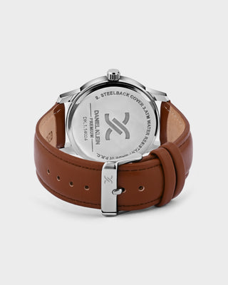 Tan Brown Leather Strap Day Dated Men Watch