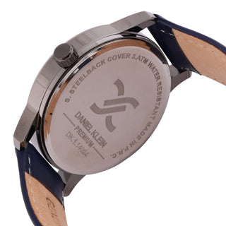 Navy Blue Leather Strap Day Dated Men Watch