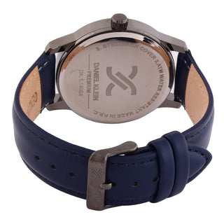 Navy Blue Leather Strap Day Dated Men Watch