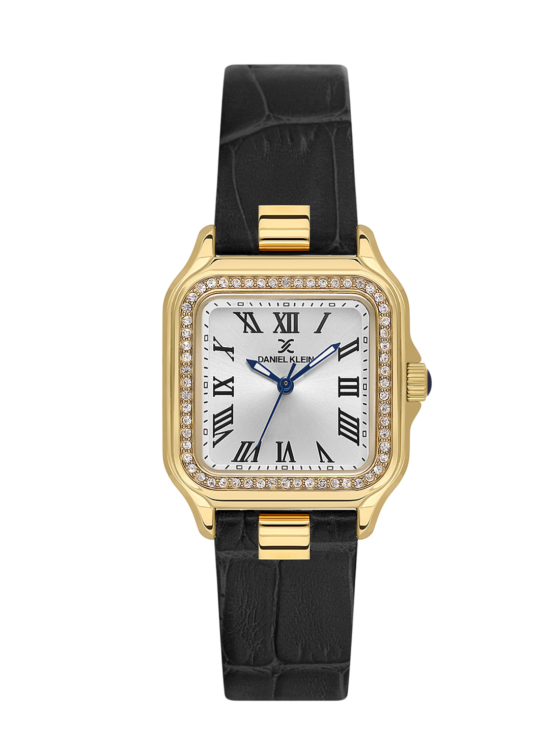 Daniel klein Premium Lady Silver Case Black Leather Strap Sunray Dial Watch DK.1.14039-3