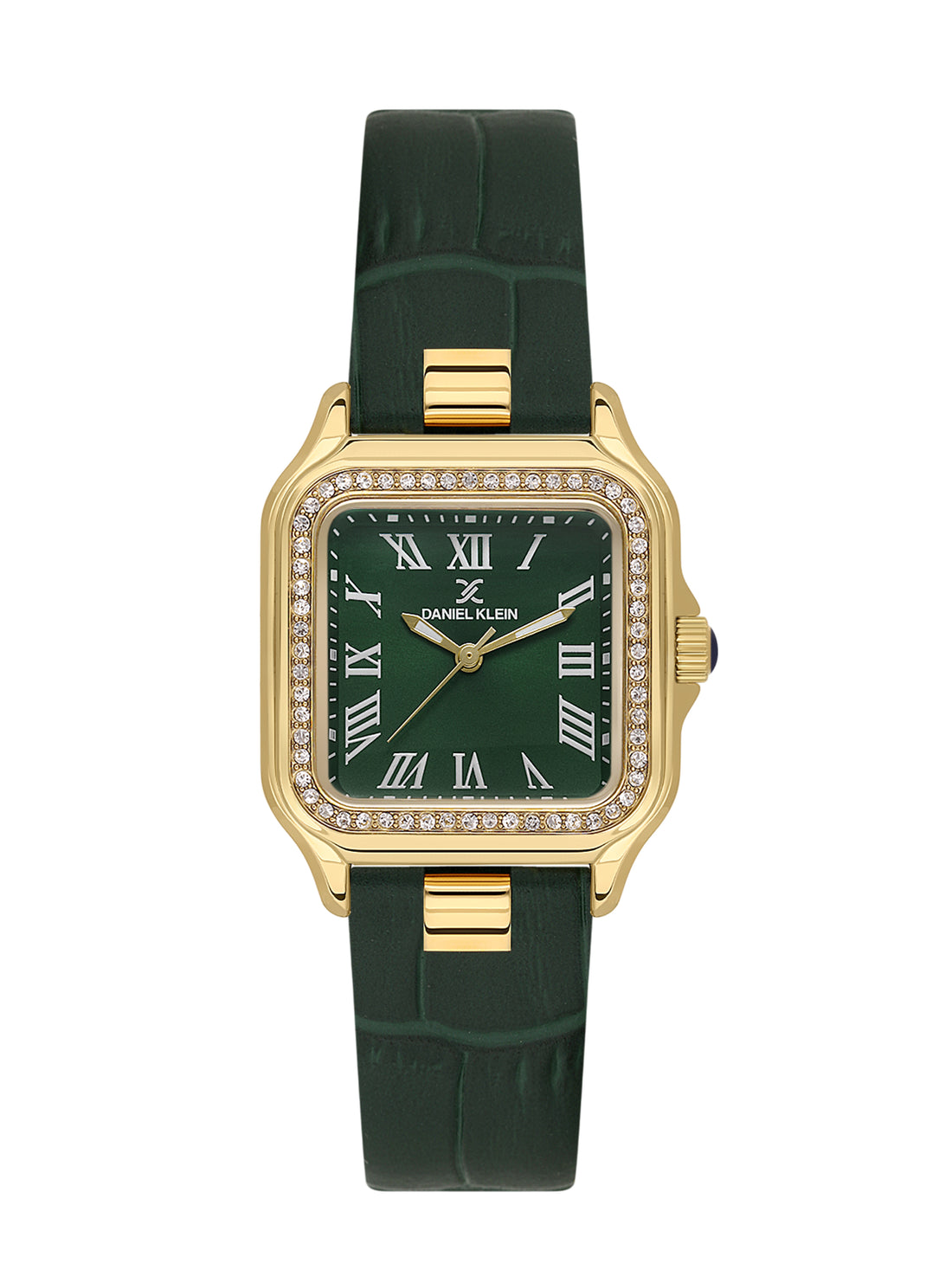 Daniel klein Premium Lady Gold Case Dark Green Leather Strap Sunray Dial Watch DK.1.14039-4