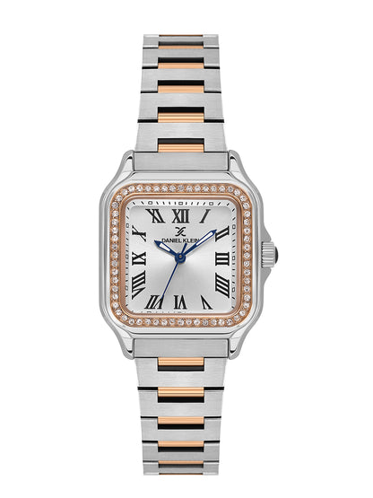 Daniel klein Premium Lady Rose Gold &amp; Silver Sunray Dial Stainless Steel Watch DK.1.14040-5