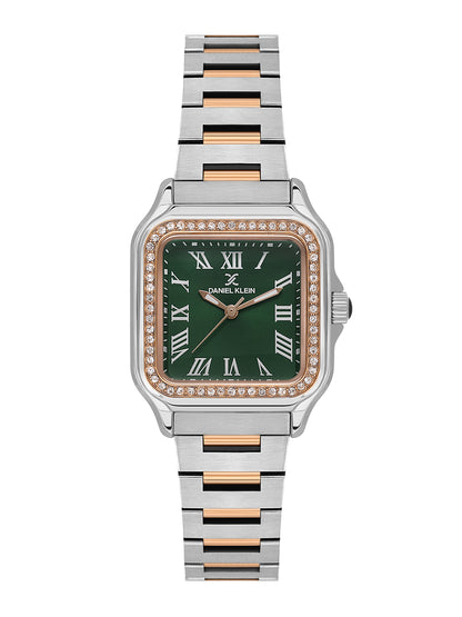 Daniel klein Premium Lady Rose Gold &amp; Green Sunray Dial Stainless Steel Watch DK.1.14040-6