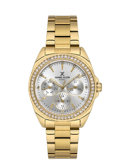 Daniel klein IPG Silver Sunray Dial Watch for Women DK.1.14053-3