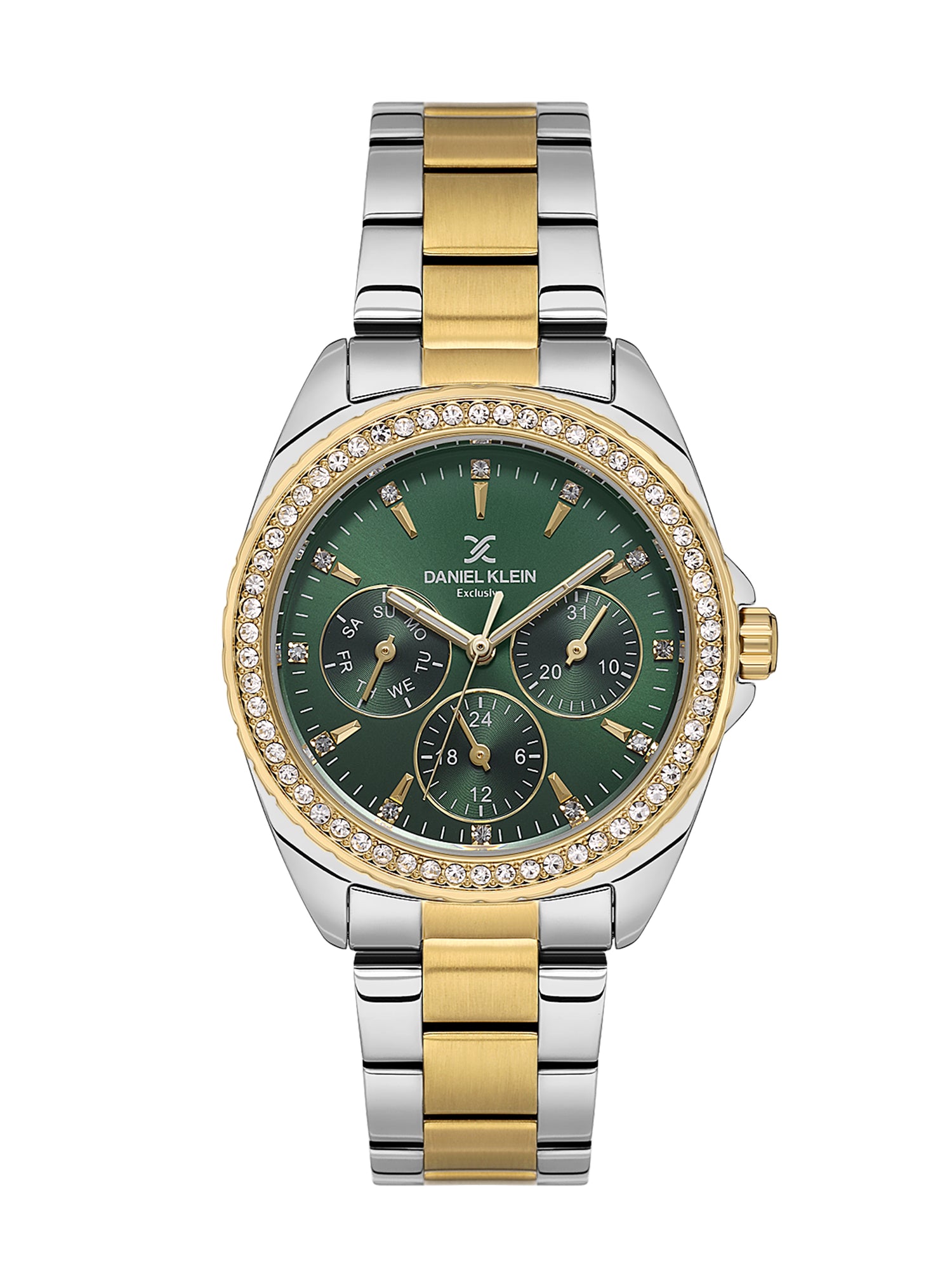 Daniel klein Dual-Tone IPS/IPG Dark Green Sunray Dial Watch for Women DK.1.14053-4