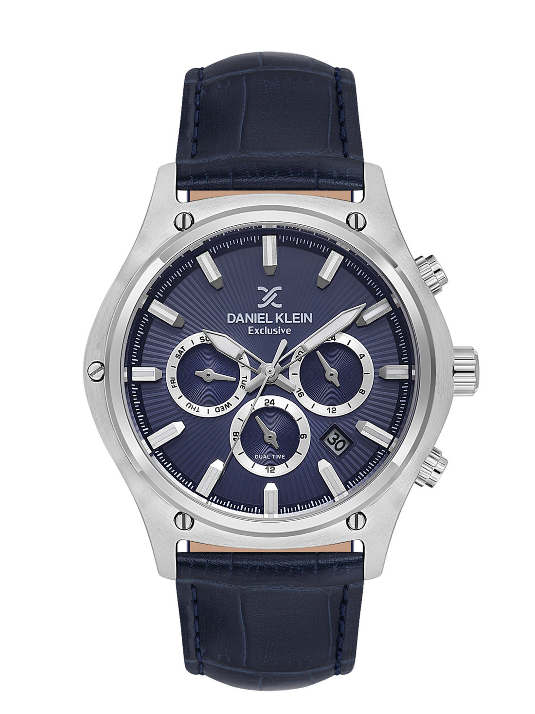 Daniel Klein Men’s Dark Blue Dial Leather Strap Watch DK.1.14056-2