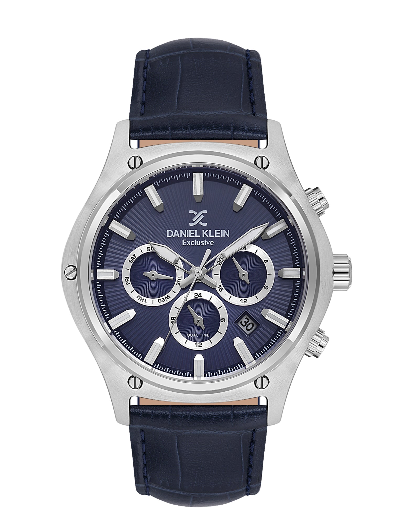 Daniel Klein Men’s Dark Blue Dial Leather Strap Watch DK.1.14056-2