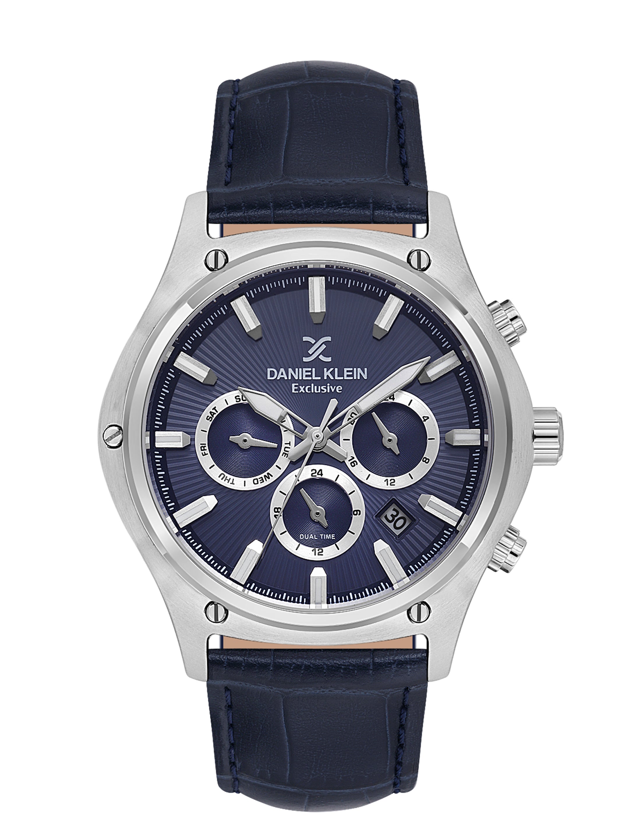 Daniel Klein Men’s Dark Blue Dial Leather Strap Watch DK.1.14056-2