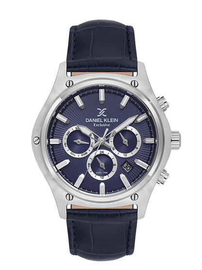 Daniel Klein Men’s Dark Blue Dial Leather Strap Watch DK.1.14056-2