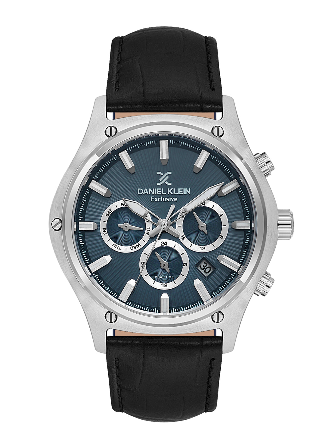 Daniel Klein Men’s Blue Dial Black Leather Watch DK.1.14056-3