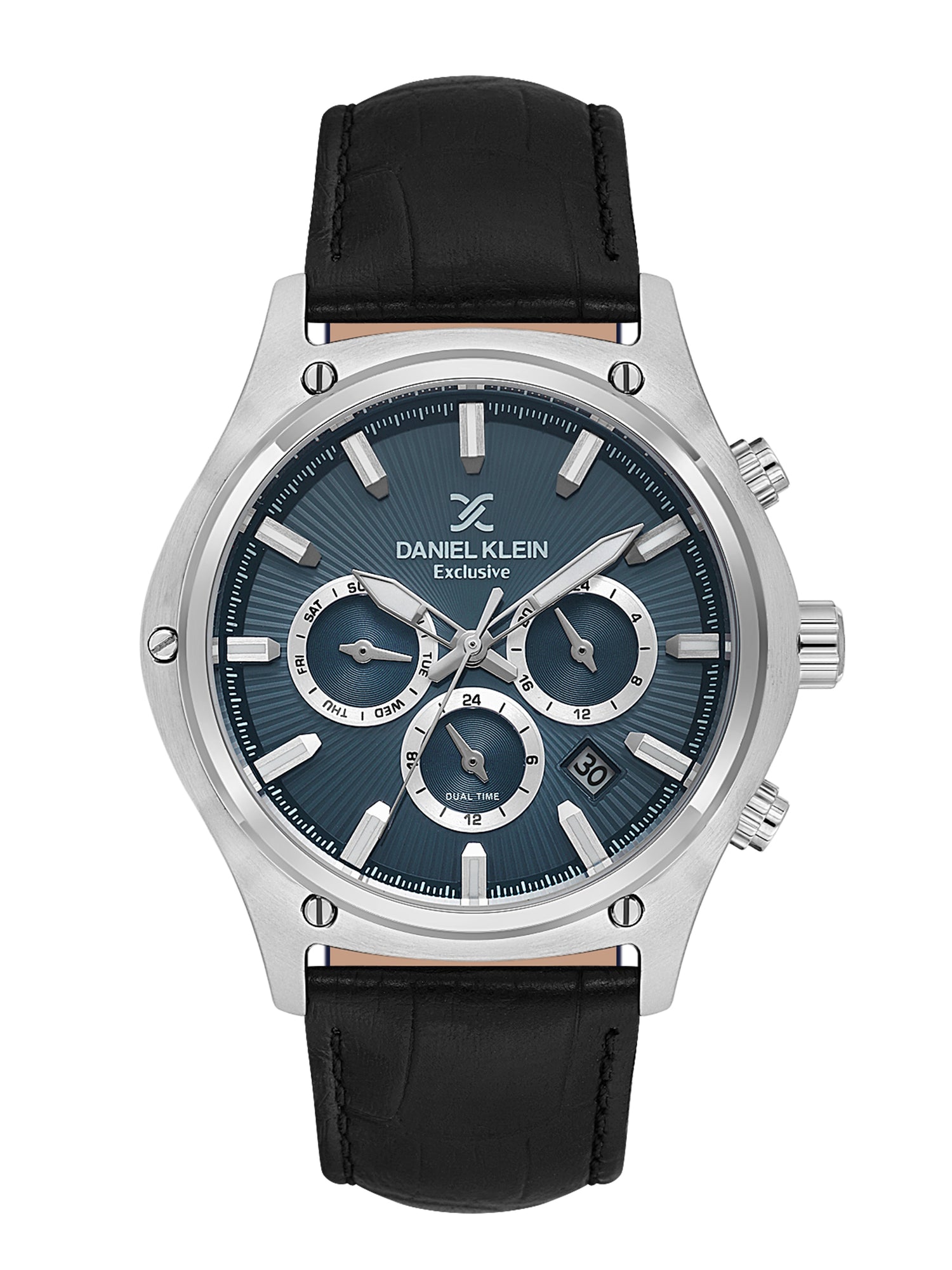 Daniel Klein Men’s Blue Dial Black Leather Watch DK.1.14056-3