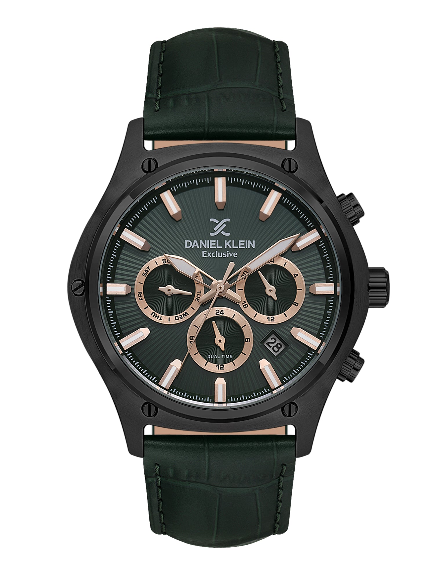 Daniel Klein Men’s Dark Green Dial Leather Strap Watch DK.1.14056-4