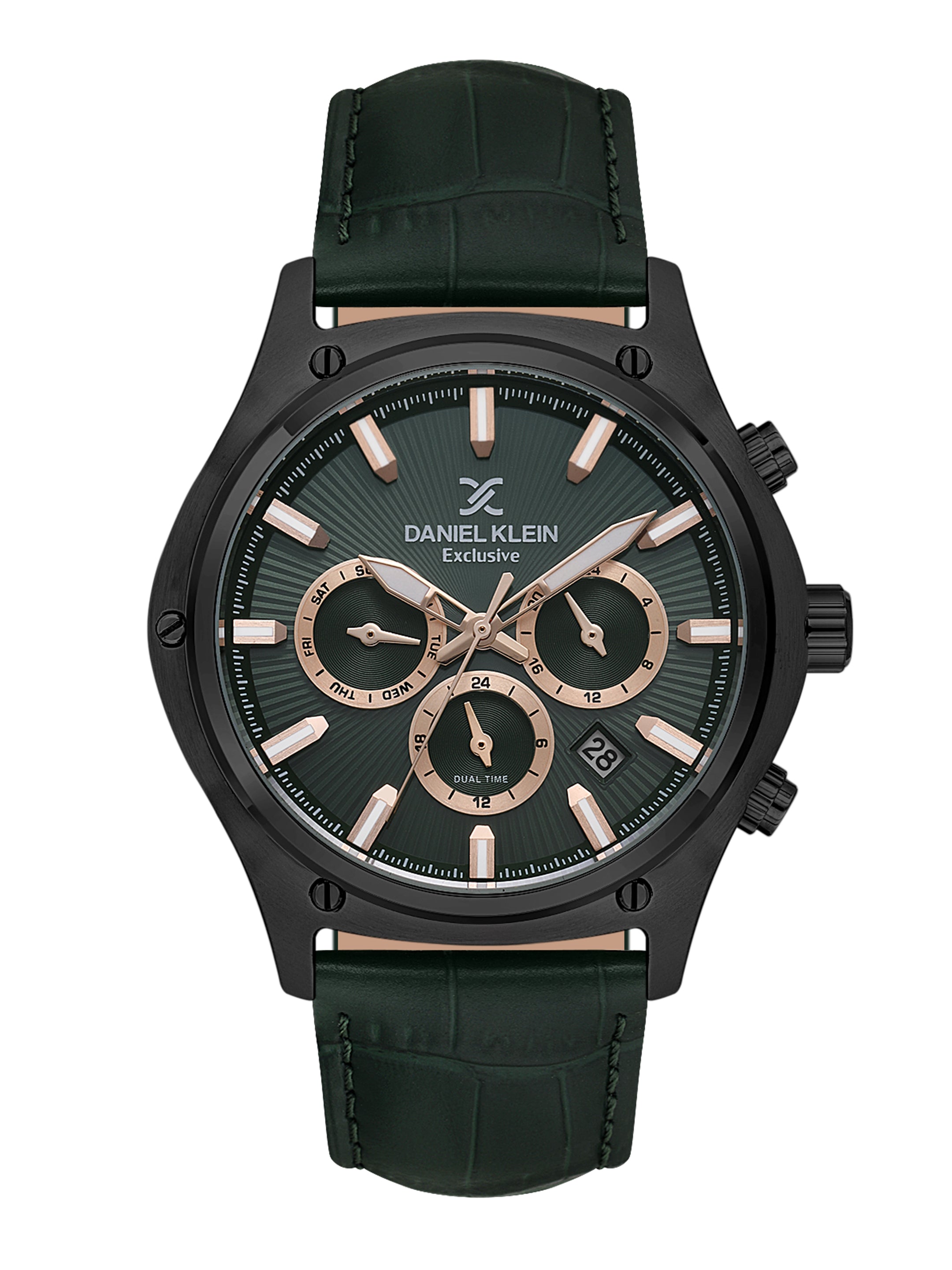 Daniel Klein Men’s Dark Green Dial Leather Strap Watch DK.1.14056-4