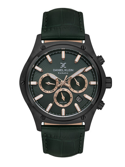 Daniel Klein Men’s Dark Green Dial Leather Strap Watch DK.1.14056-4