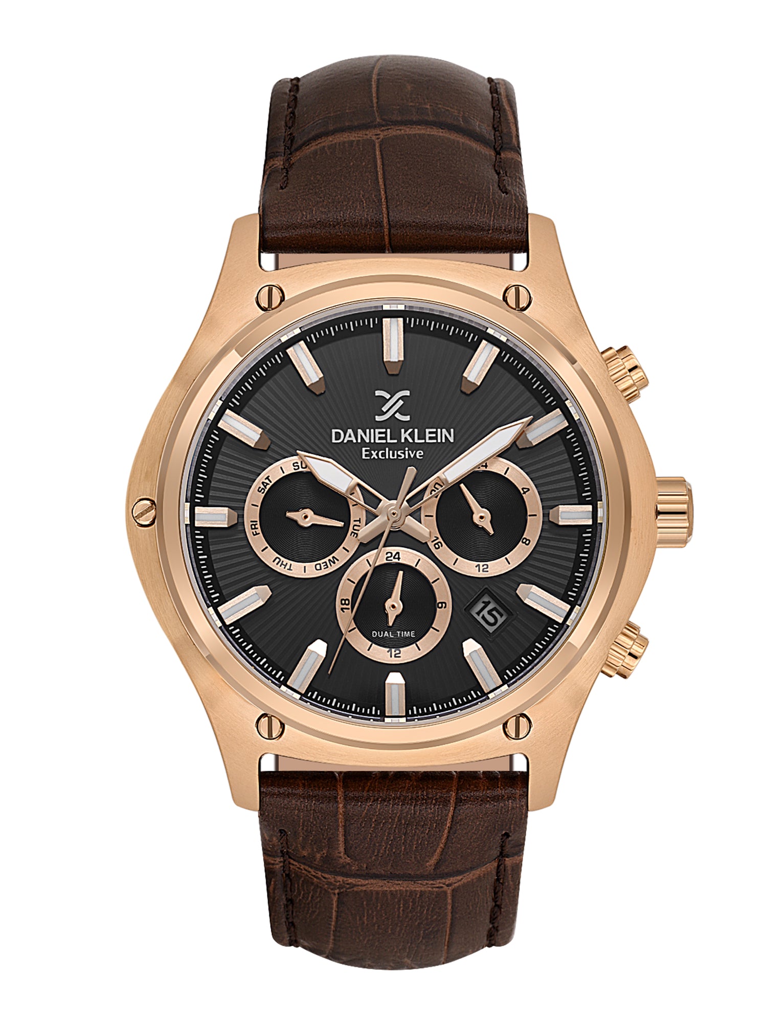 Daniel Klein Men’s Gun Black Dial Brown Leather Watch DK.1.14056-5