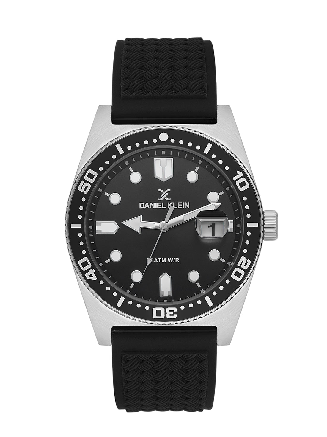 Daniel klein IPS Gun Black Sunray Dial Silicone Strap Watch for Men DK.1.14058-2