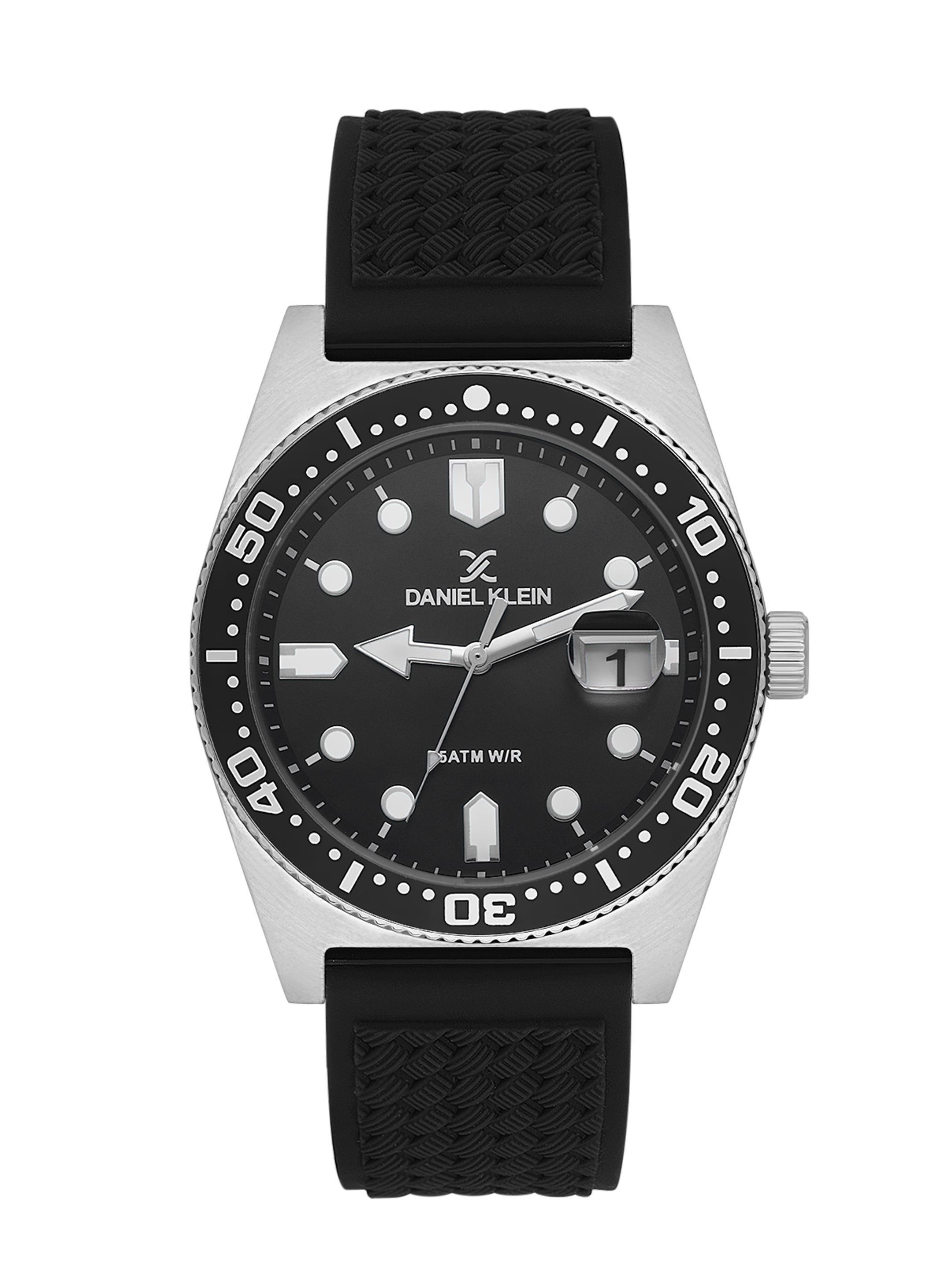 Daniel klein IPS Gun Black Sunray Dial Silicone Strap Watch for Men DK.1.14058-2