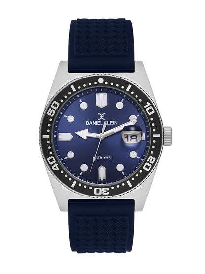 Daniel Klein Blue Dial Analog Watch for Men – Silicone Strap, Water Resistant DK.1.14058-3
