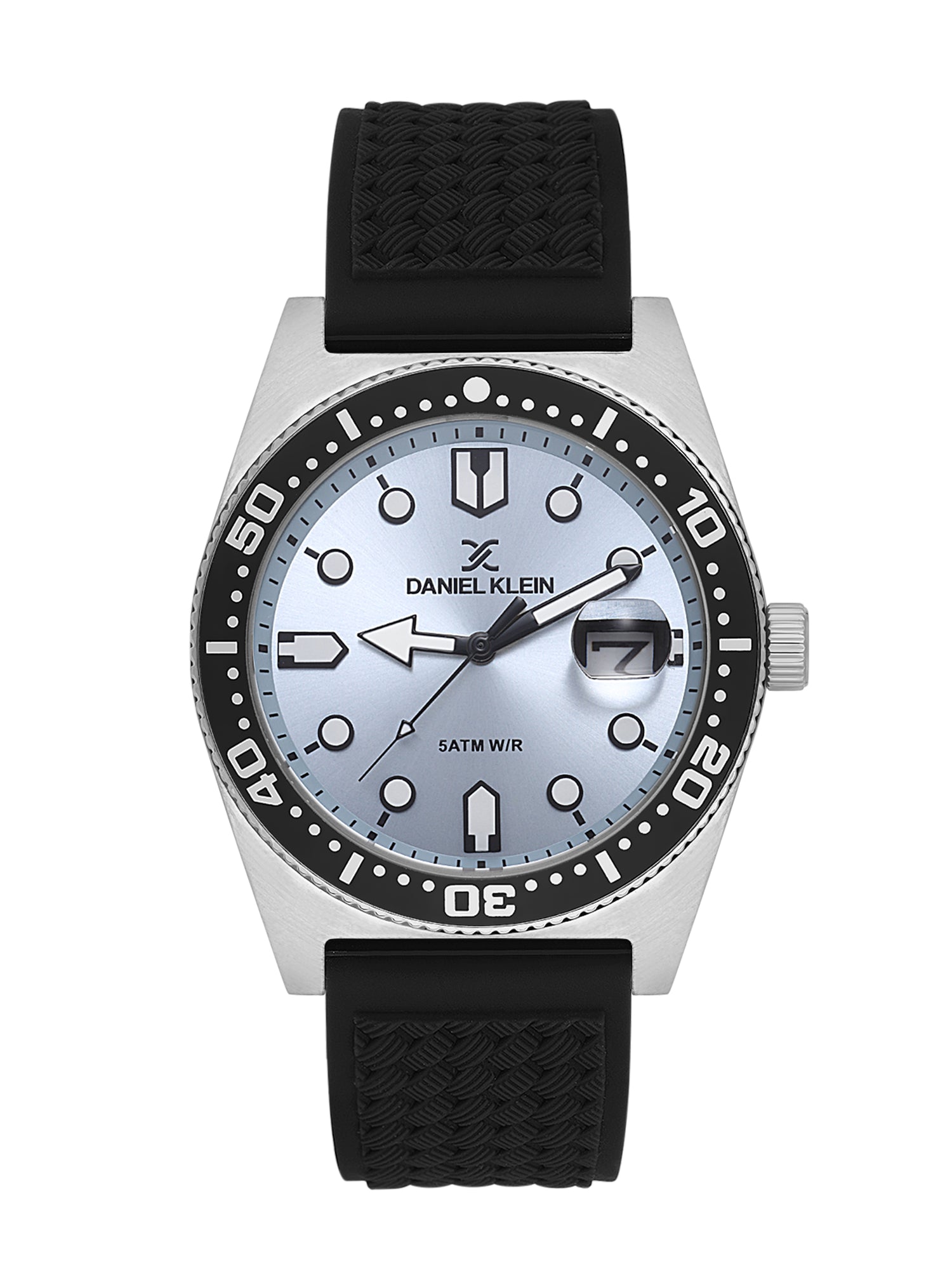 Daniel Klein Blue Dial Analog Watch for Men – Black Silicone Strap, Water Resistant DK.1.14058-5