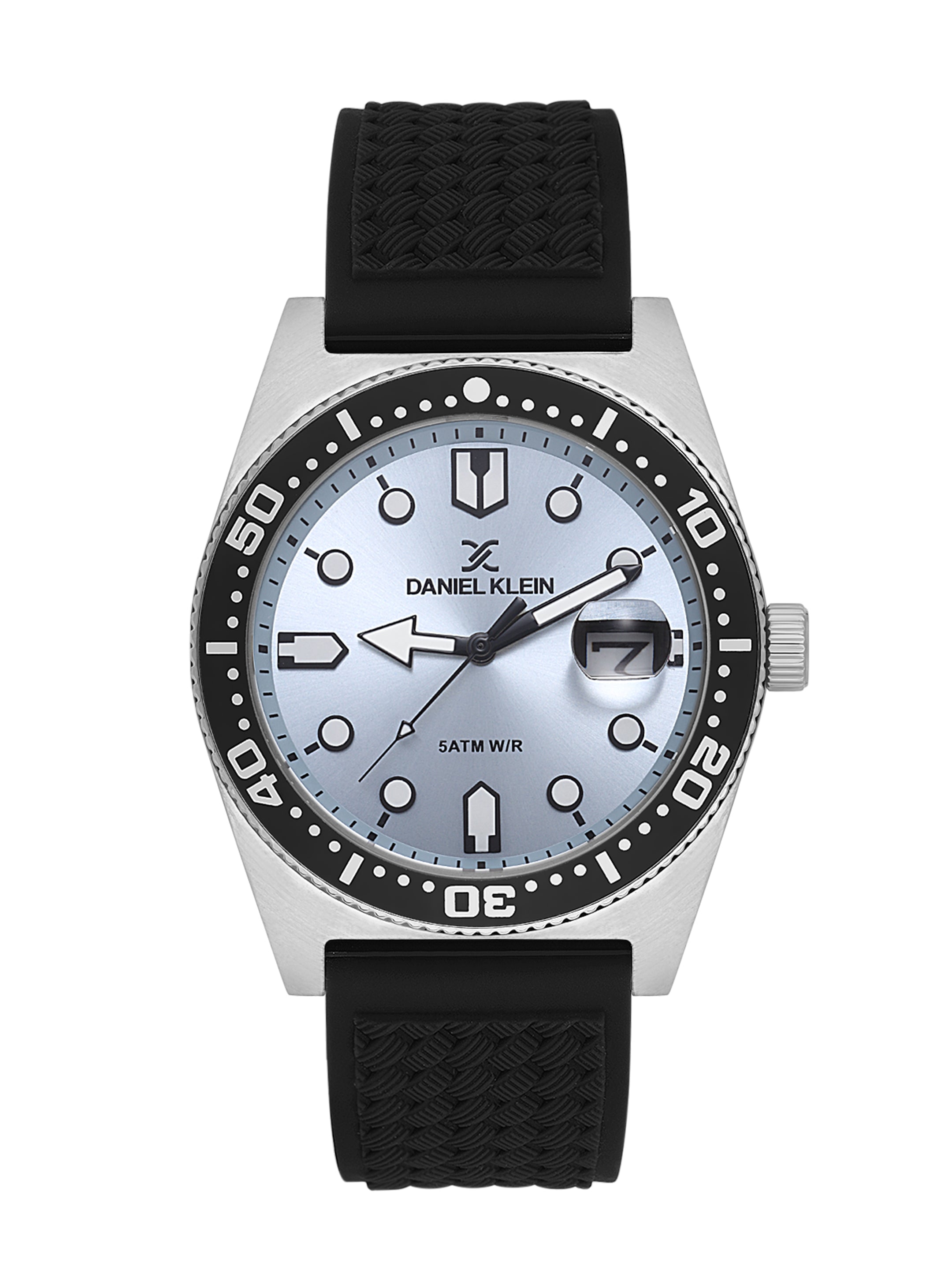 Daniel Klein Blue Dial Analog Watch for Men – Black Silicone Strap, Water Resistant DK.1.14058-5