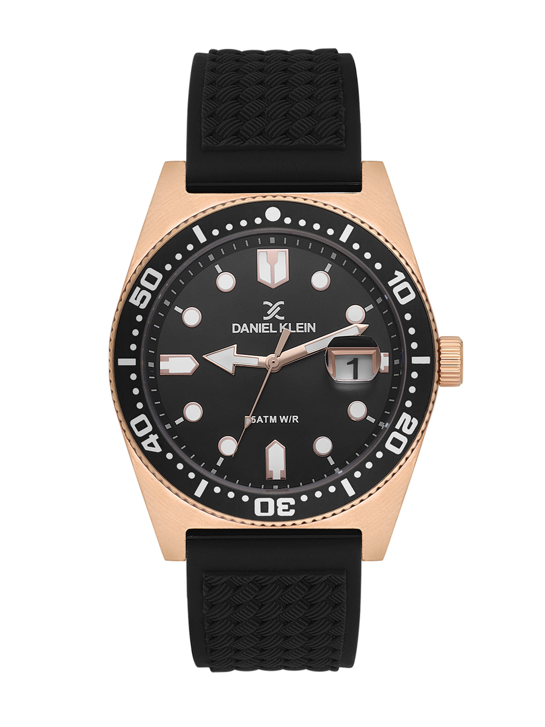 Daniel Klein Gun Black Dial Analog Watch for Men – Black Silicone Strap, Water Resistant DK.1.14058-6